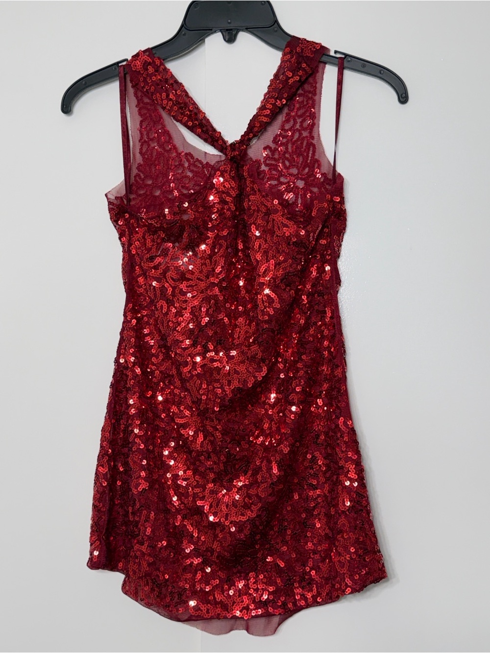 Deep Red Sequin Racerback Top - Picture 2 of 3